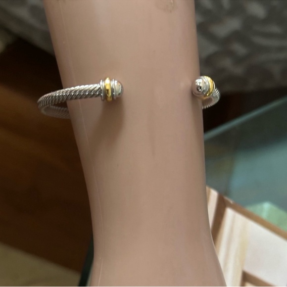 David Yurman Sterling Silver Station 5mm Cuff Bangle Bracelet - Picture 12 of 16